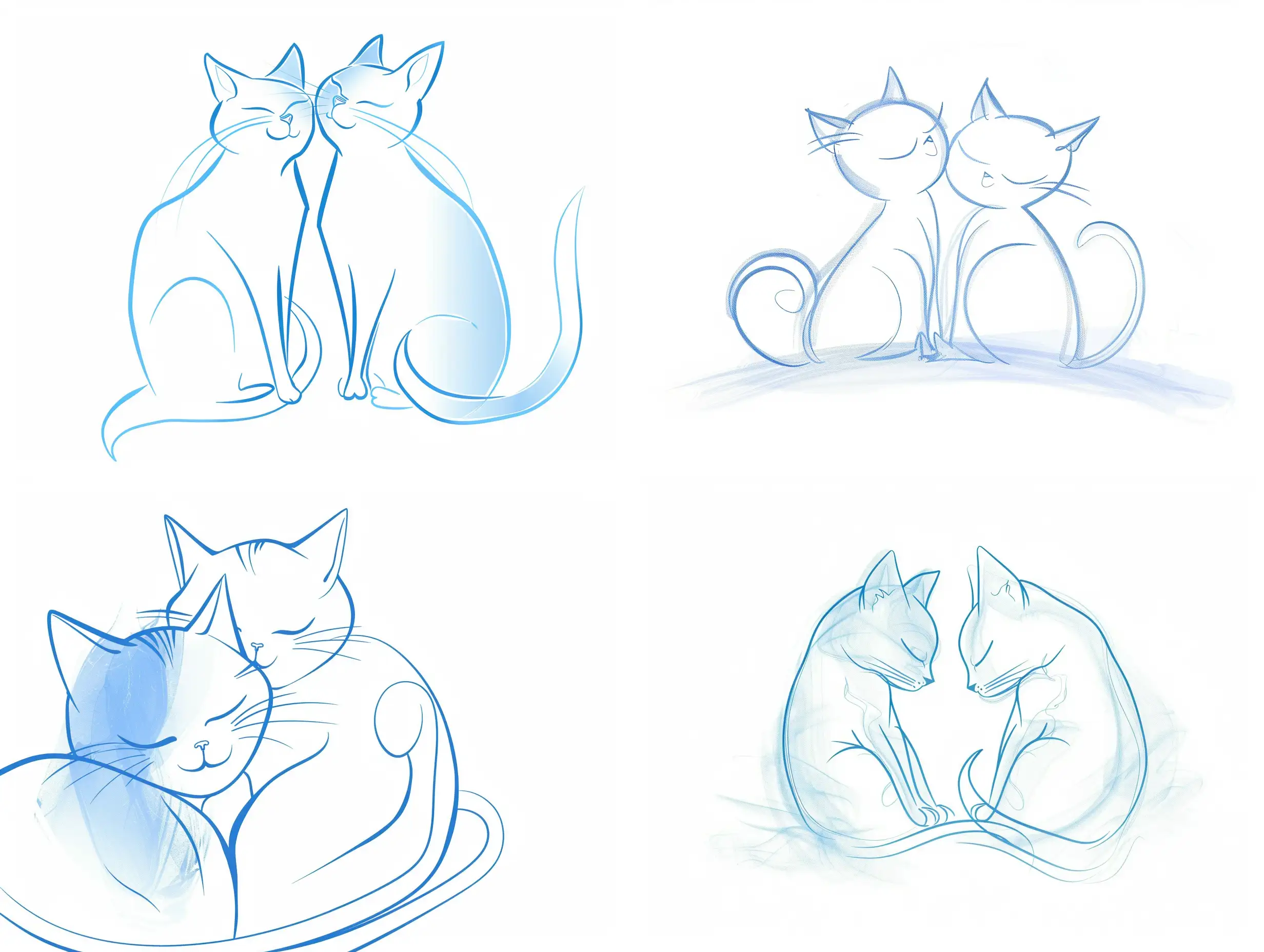 Intimate-Silhouette-Minimalistic-Picasso-Style-Cats-in-Soft-Blue