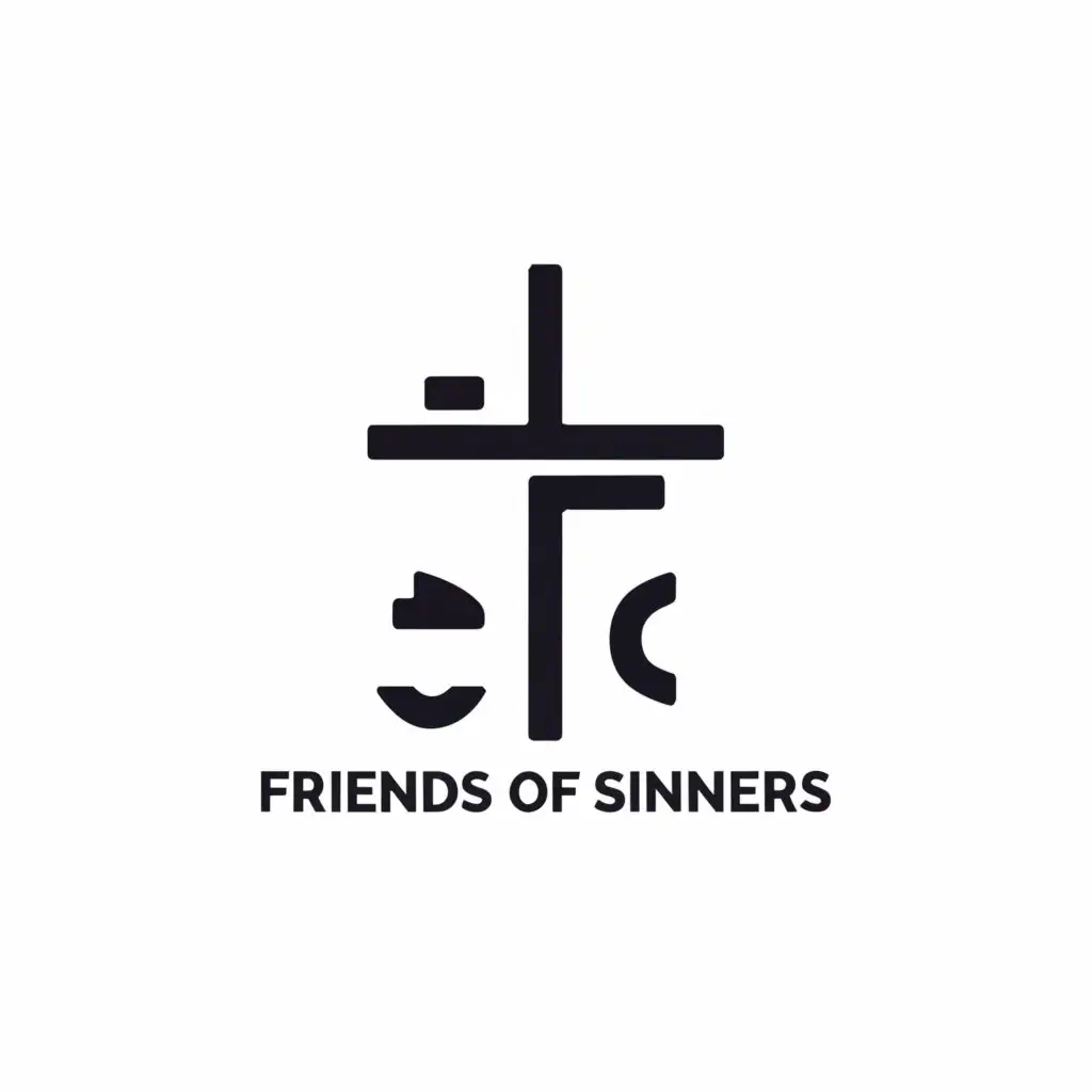 a logo design,with the text "Friends Of Sinners", main symbol:A Christian cross,Minimalistic,clear background