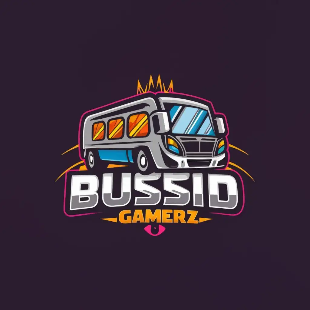 a logo design,with the text "BUSSID Gamerz", main symbol:Bus,Moderate,be used in Events industry,clear background