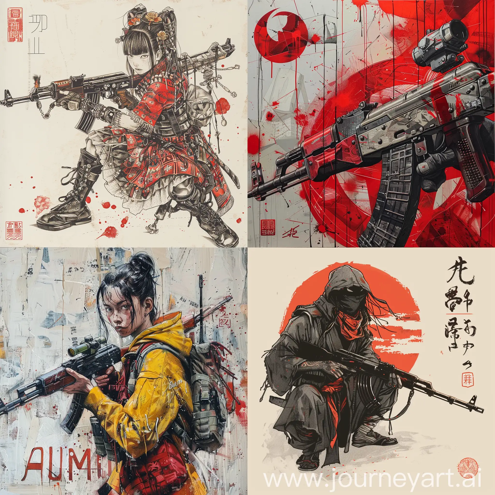 Aumu-Osaka-Kasuga-Art-with-Weapon-Kalashnikov-Portrait