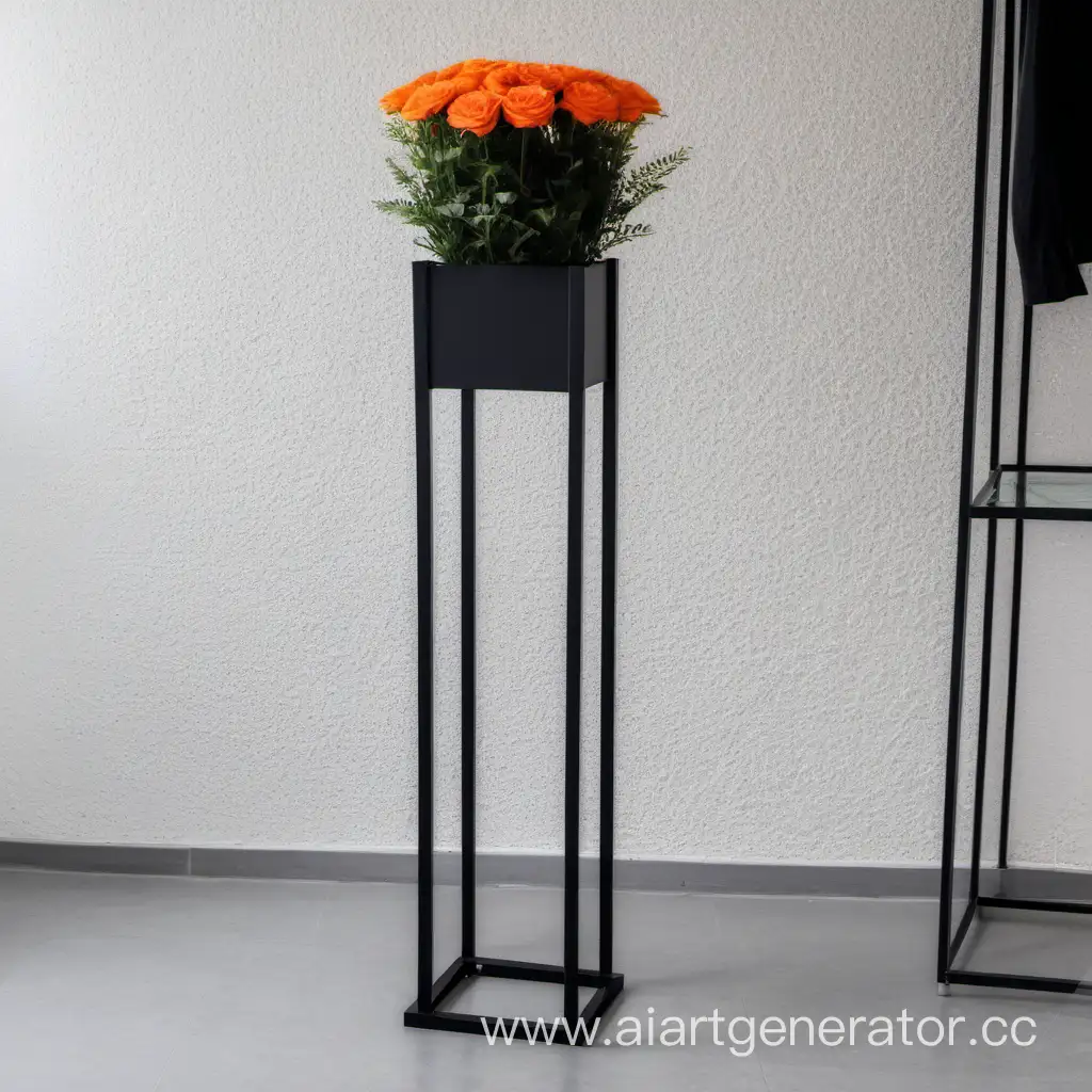 Modern-LoftStyle-Single-Flower-Stand-in-Sleek-Black-Square-Tube-Design