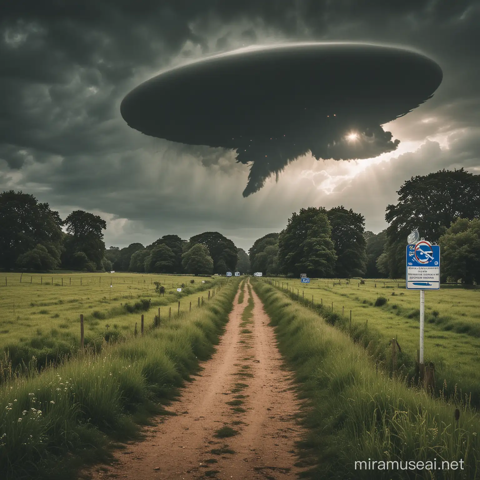 A UK Hampshire landscape with signs of an alien invasion 

 