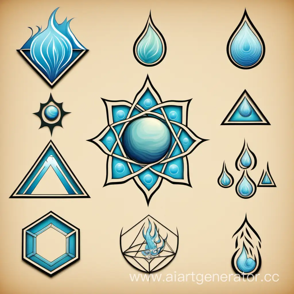 Harmony-of-Elements-Water-Fire-and-Earth-Symbols-in-Geometric-Figures