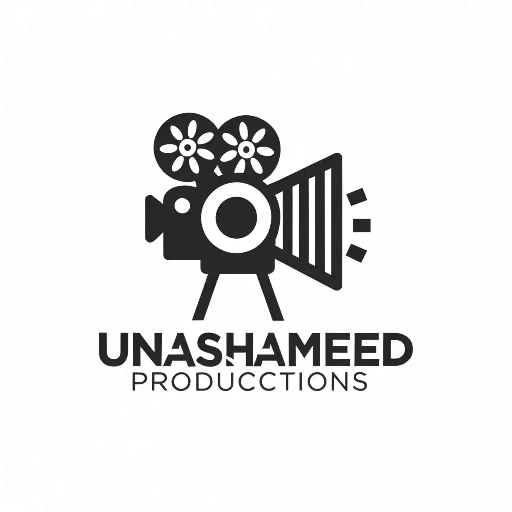 a logo design,with the text "Unashamed Productions", main symbol:Movie Camera,Moderate,be used in Entertainment industry,clear background
