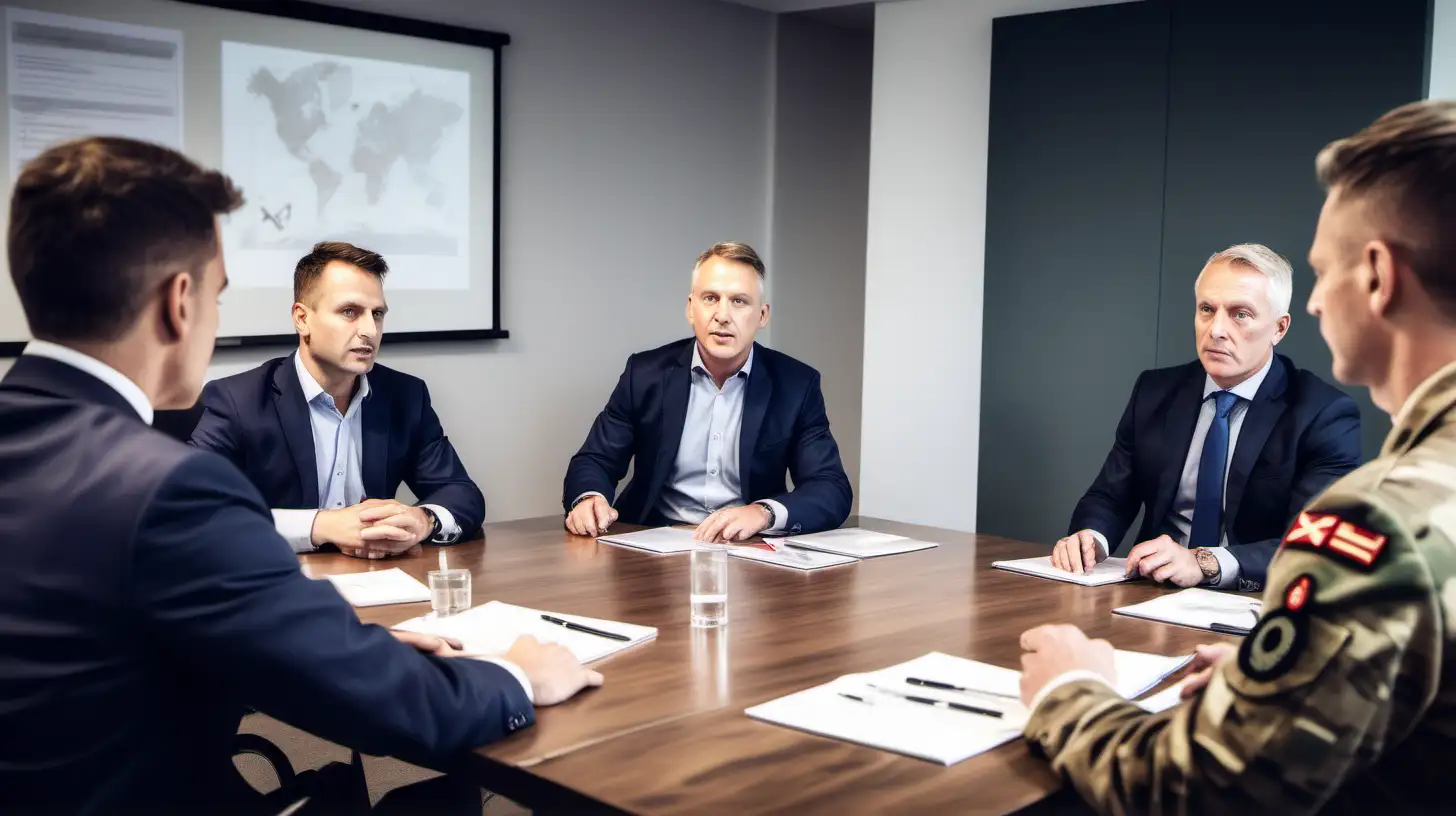 EX BRITISH MILITARY entrepreneur guiding a strategic business meeting, showcasing adaptability and leadership skills transferred from military to business.