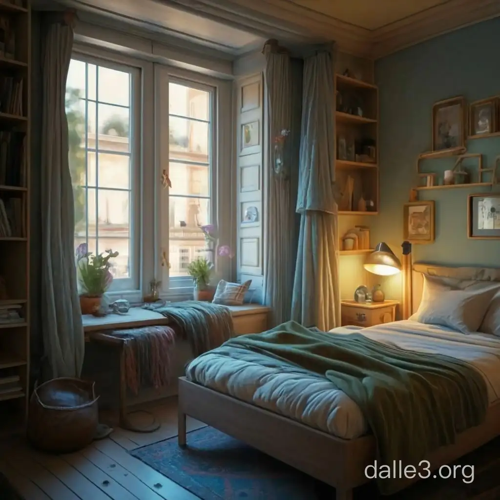 Очень уютная личная комната с кроватью в будущем