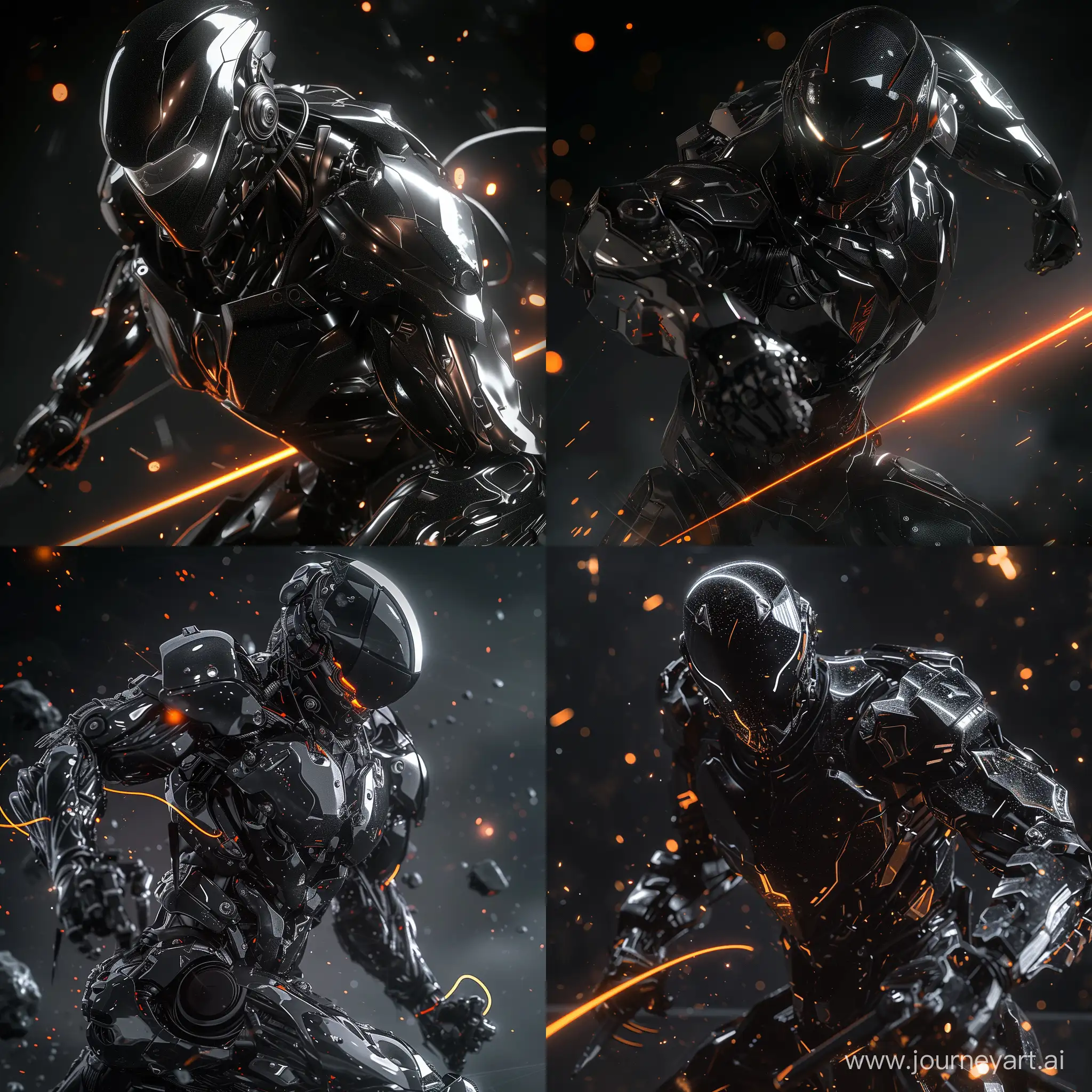 Intricate-Chrome-Black-Cyborg-Mecha-Suit-with-HiTech-Dagger-in-Outer-Space