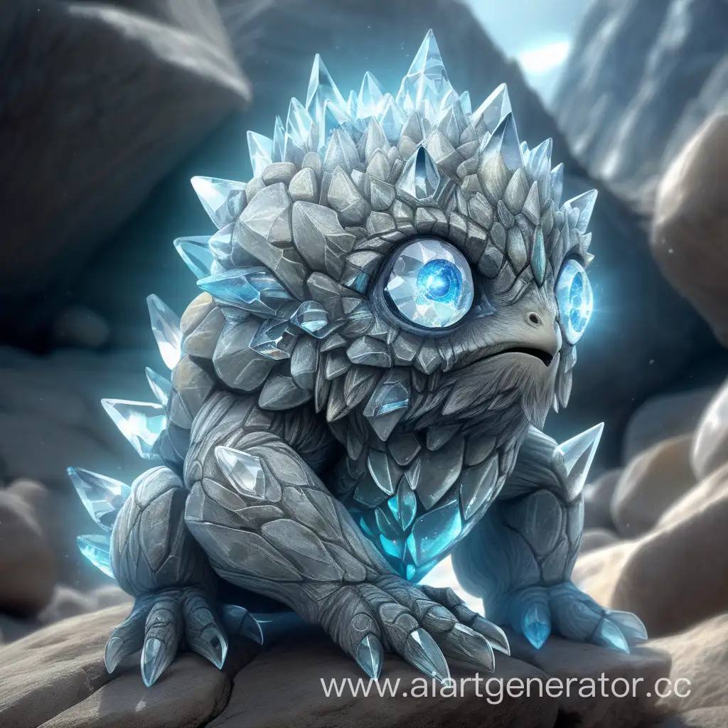 Glowing-Crystal-Creature-Emerges-from-Gray-Rocks