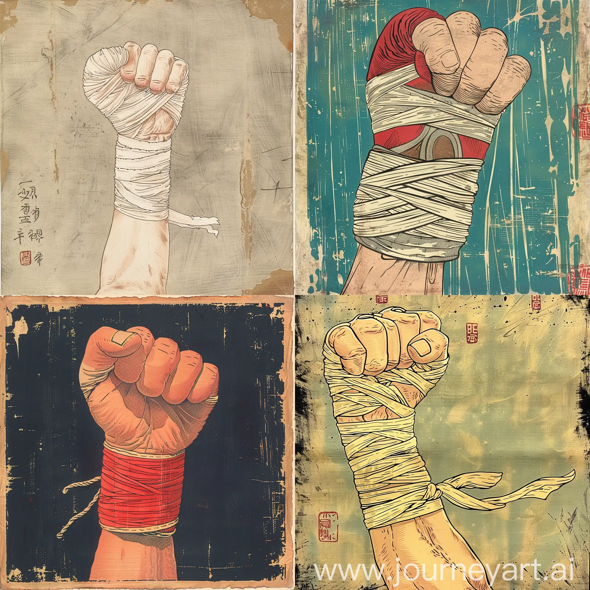 Traditional-Boxing-Hand-Wrapping-in-Hokusai-Style