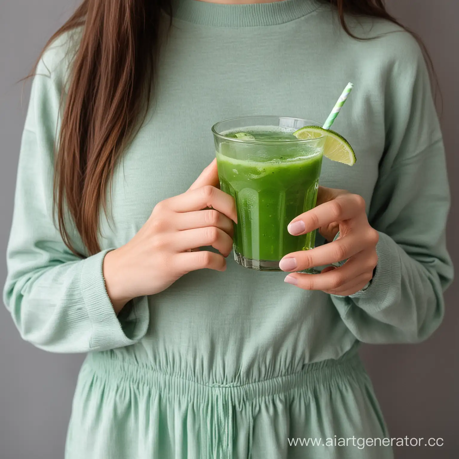 Young-Woman-Enjoying-Refreshing-Green-Smoothie