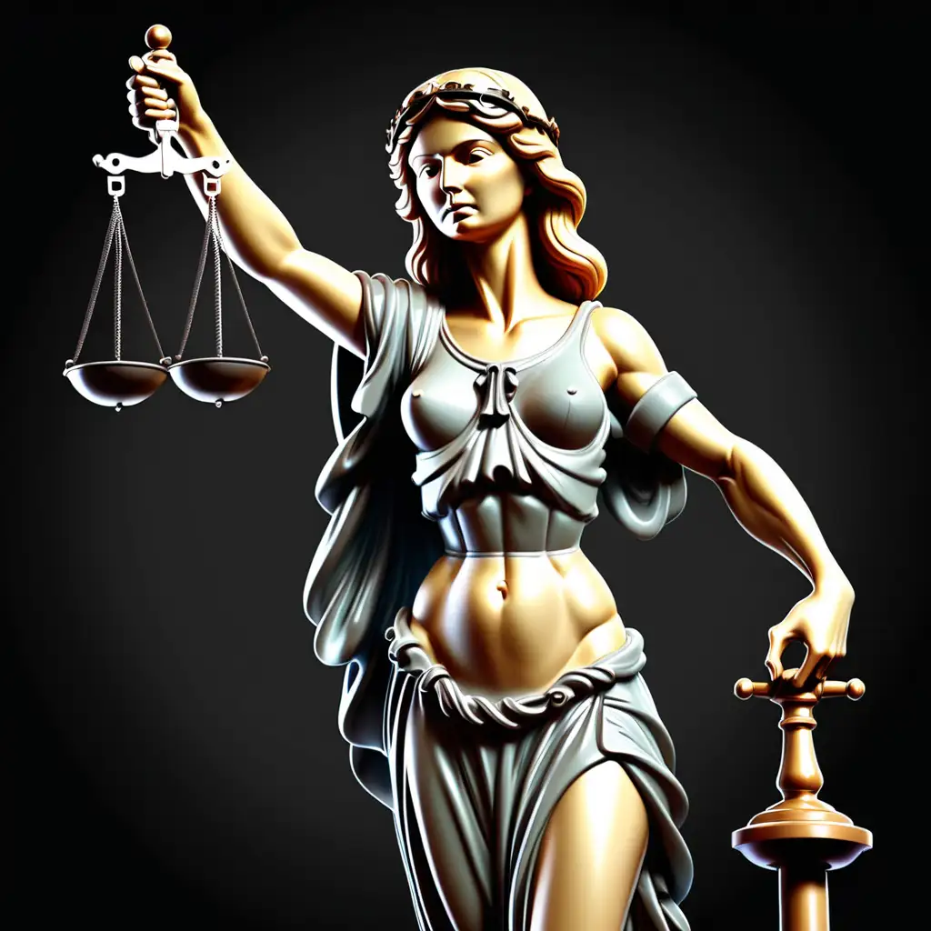 Symbolic Lady Justice Statue with Scales and Blindfold