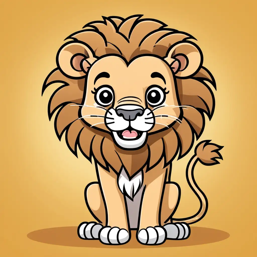 Cheerful Cartoon Lion with a Playful Demeanor