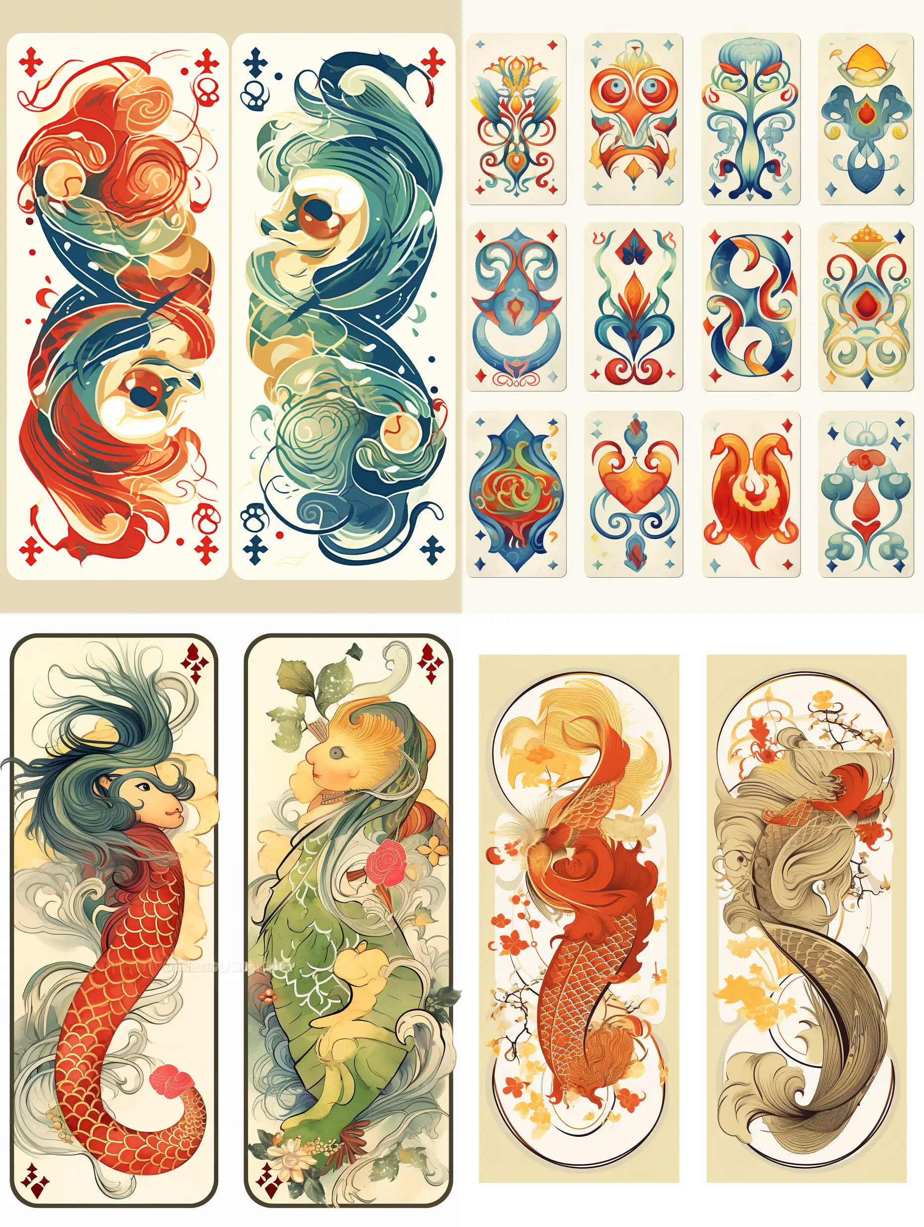 Ancient-Civilization-Inspired-Chinese-New-Year-Playing-Card-Back-Design-with-Dragon-Centerpiece