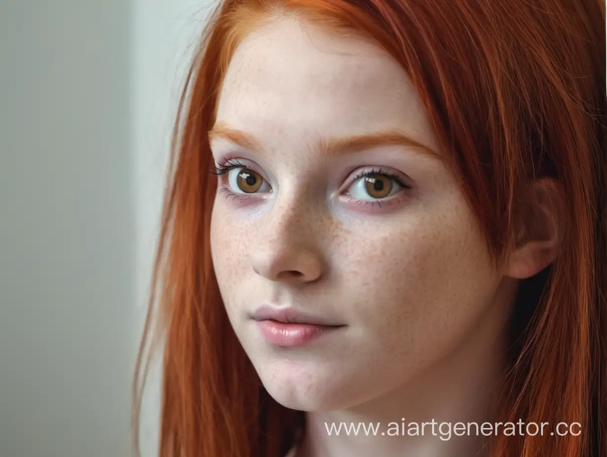 Closeup-Portrait-of-RedHaired-Girl-in-Interior-Setting