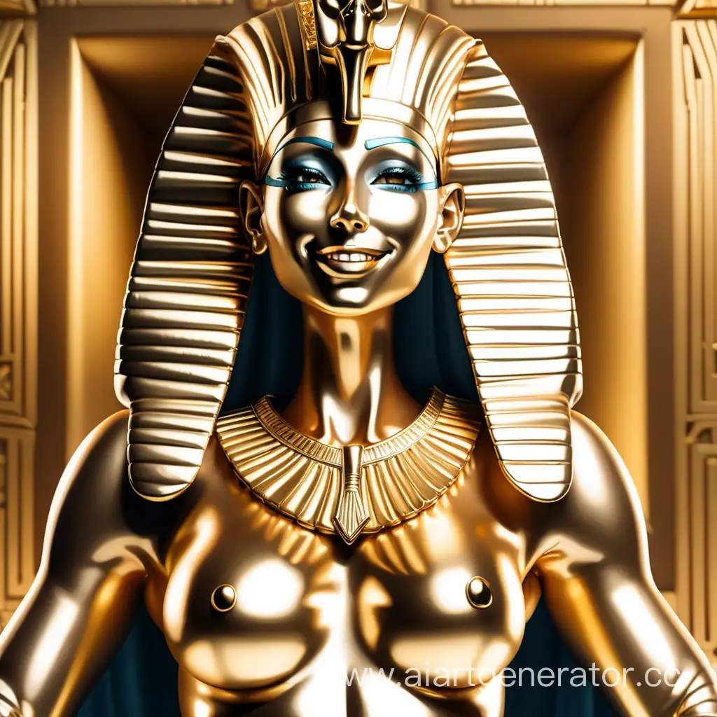 Golden-Pharaoh-Girl-Smiling-in-Sarcophagus-Costume