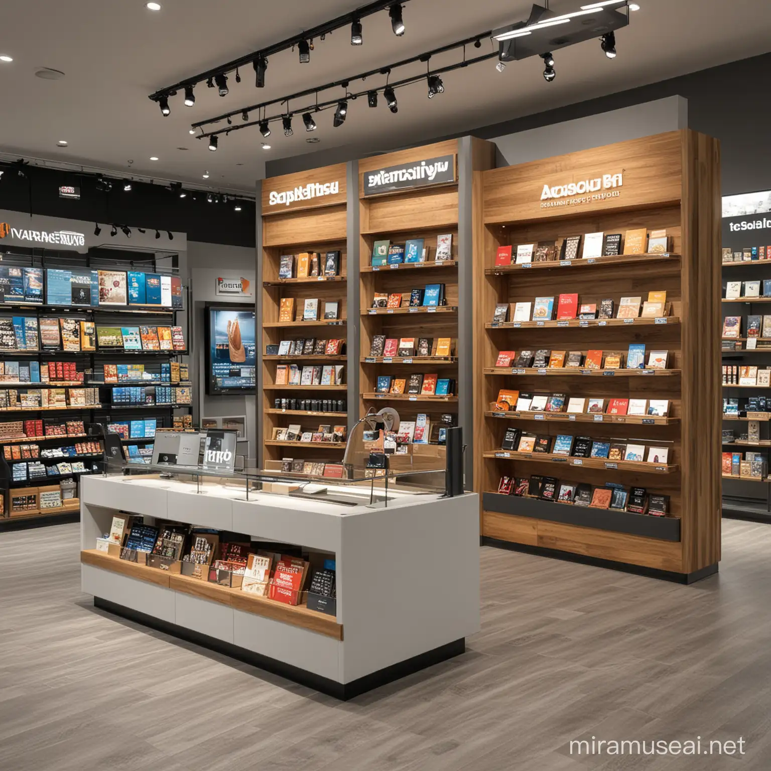Generate innovative designs for retail display units, considering product type, space efficiency, visual appeal, flexibility, functionality, brand alignment, and sustainability.