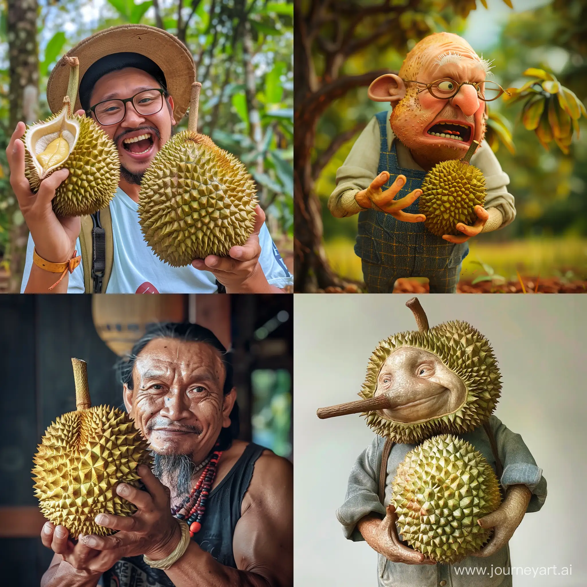 an idiot with a durian fruit