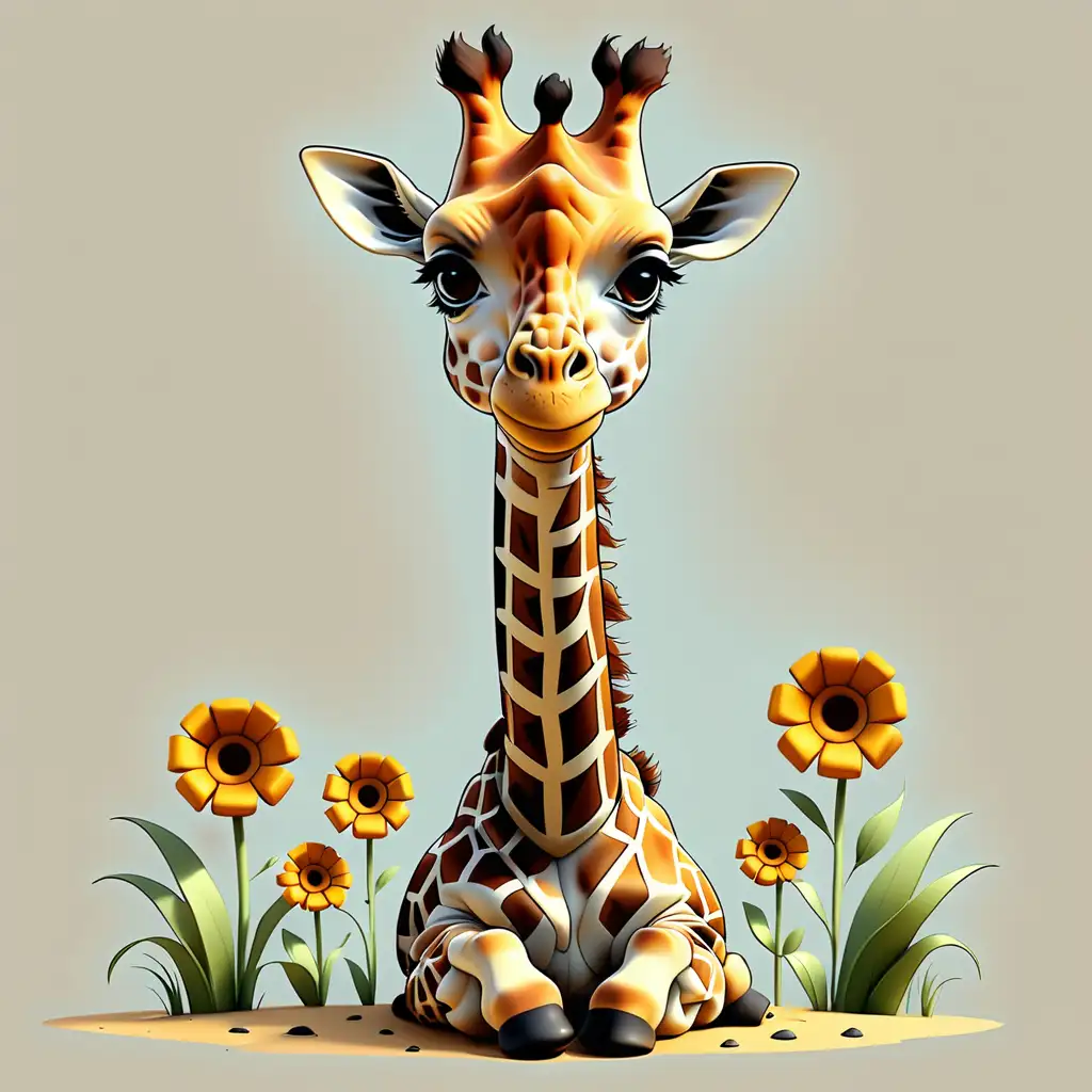 Cute Giraffe Graphic Tee for Kids Playful Giraffe Illustration for Childrens Apparel