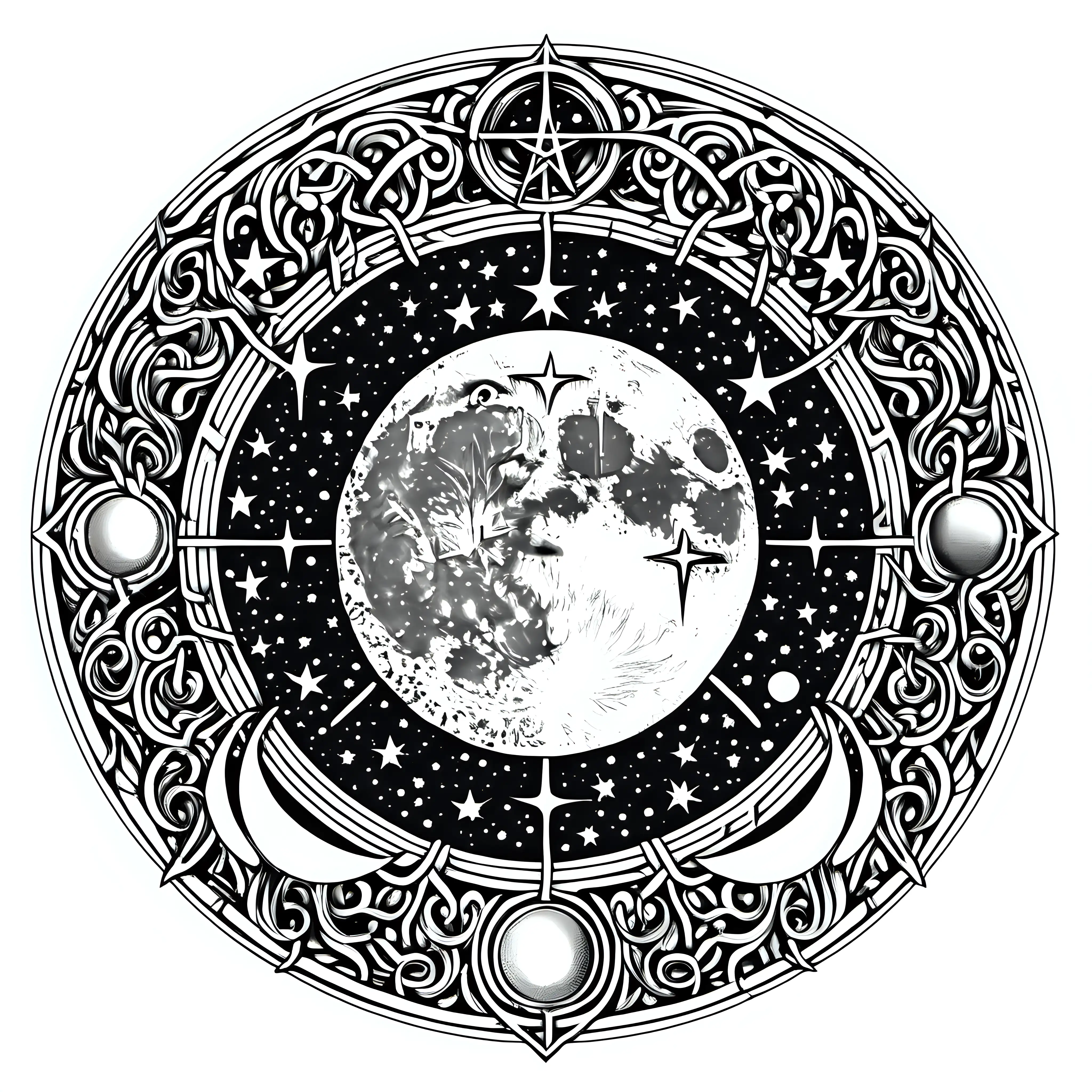 Pagan moon line art