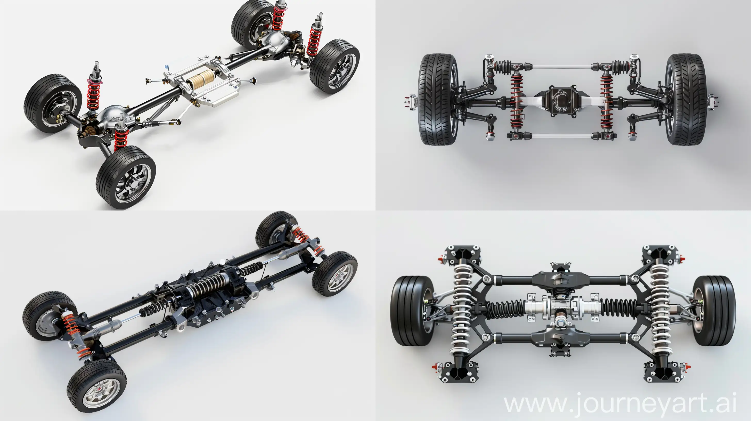 Detailed-TopDown-View-of-Car-Suspension-System-on-White-Background