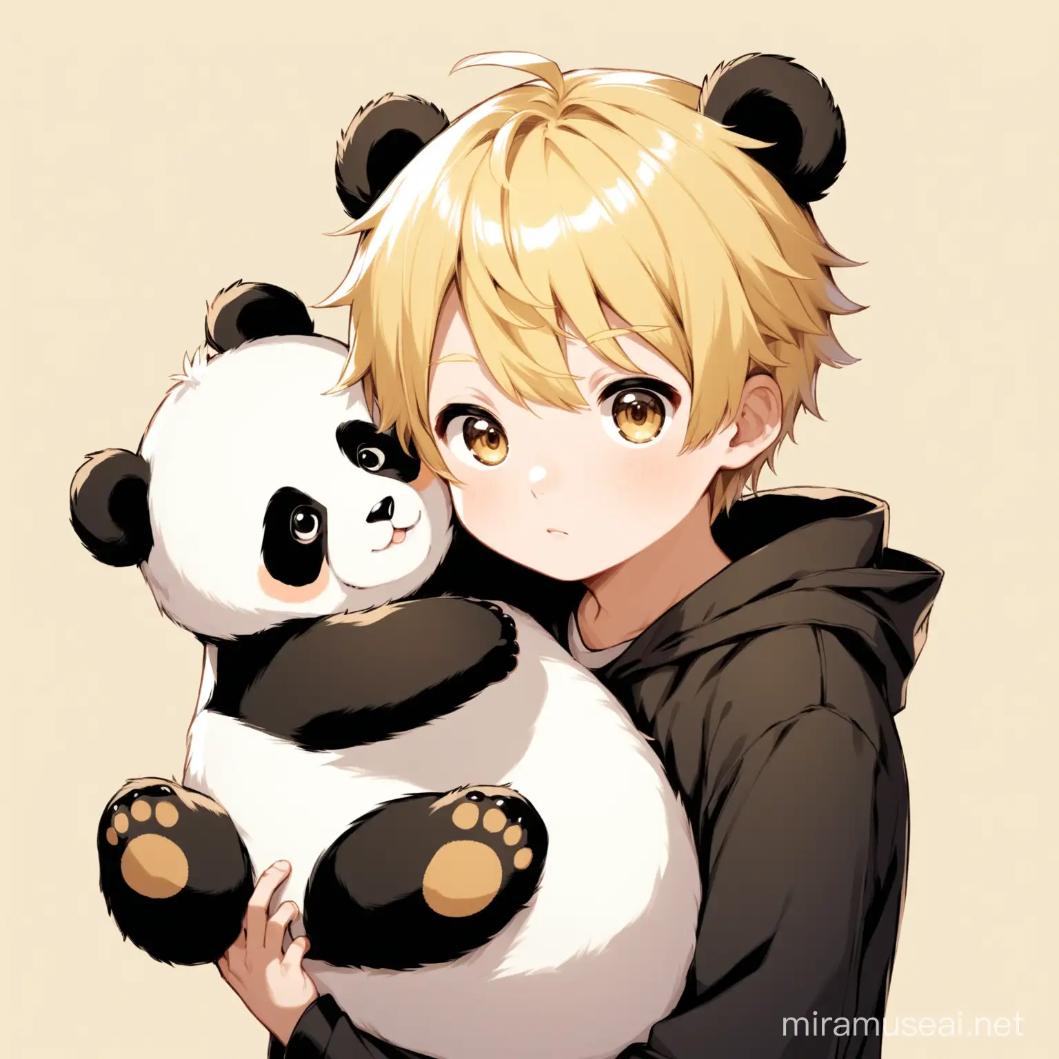 Blond boy with panda bear