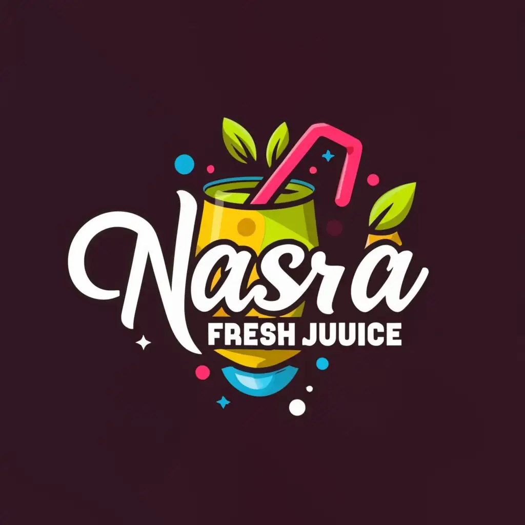 LOGO-Design-For-Nasra-Fresh-Juice-Vibrant-Glass-of-Juice-Emblem-for-Restaurant-Branding