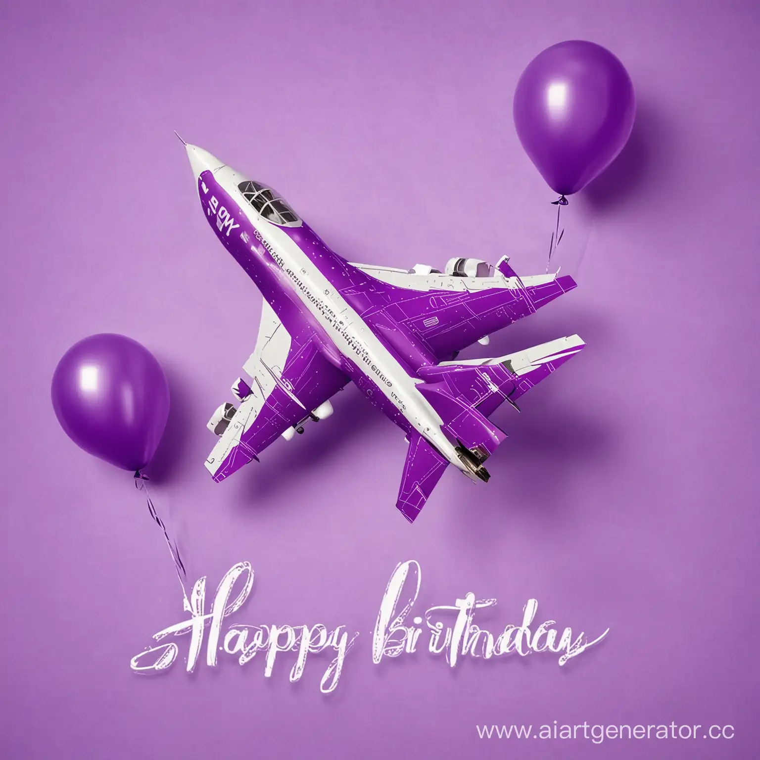 BIRTHDAY WISH WITH AIRCRAFT AND PURPLE COLOR