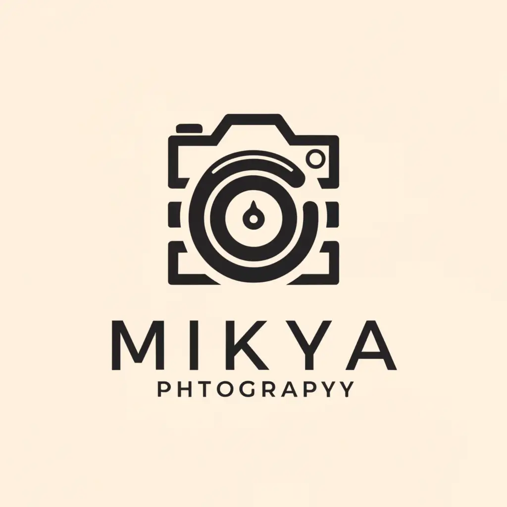 a logo design,with the text "MIKIYA  PHOTOGRAPHY", main symbol:Camera,Moderate,clear background