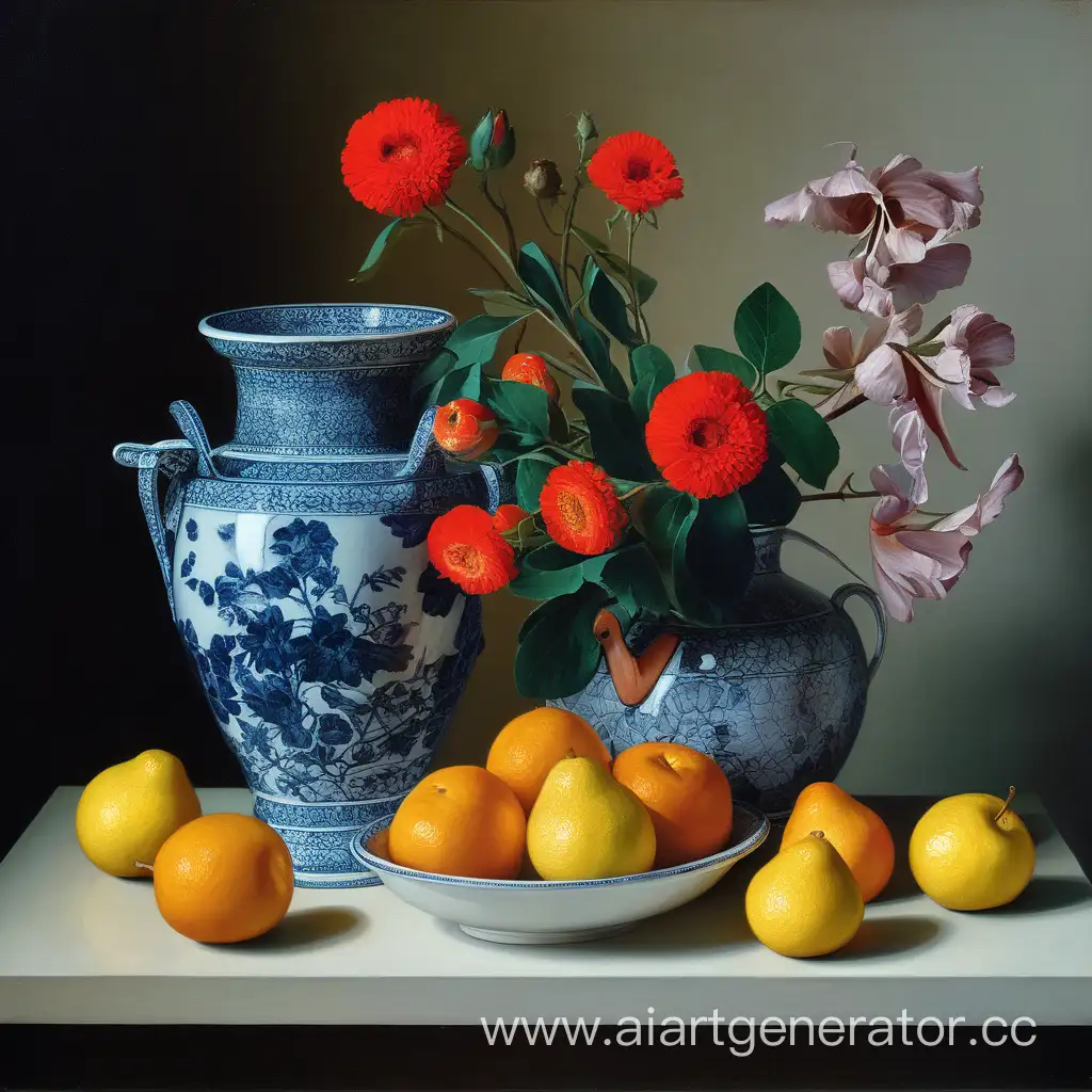 Vibrant-Floral-Arrangement-on-Antique-Table-Capturing-the-Essence-of-Timeless-Beauty