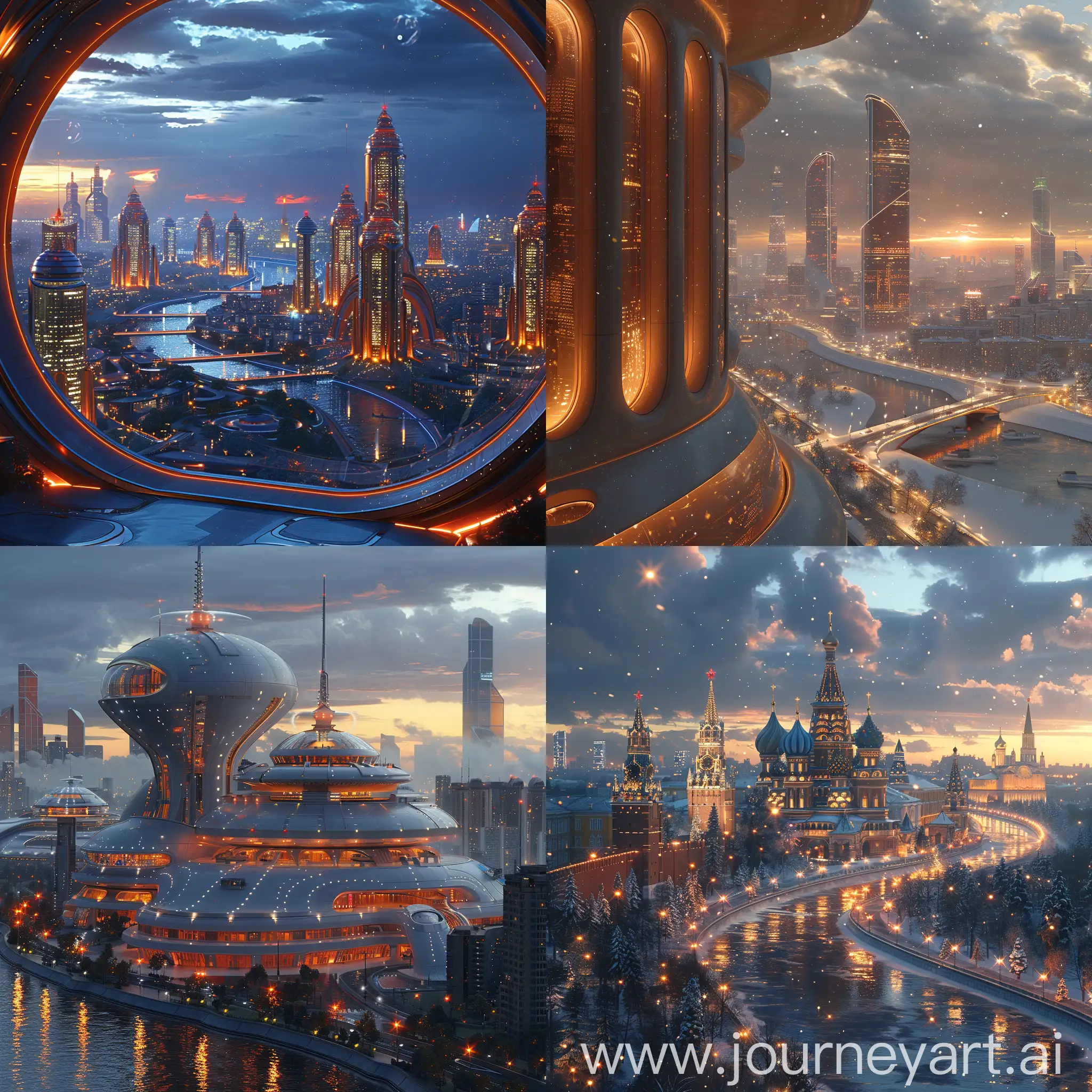 Futuristic Moscow, fantastic Moscow, octane render --stylize 1000