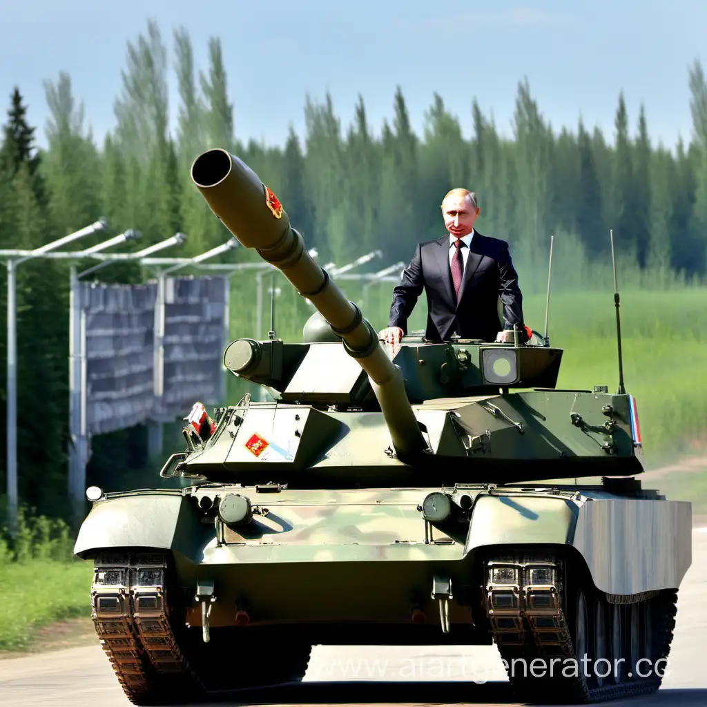 Владимир Путин, рассекающий на танке.