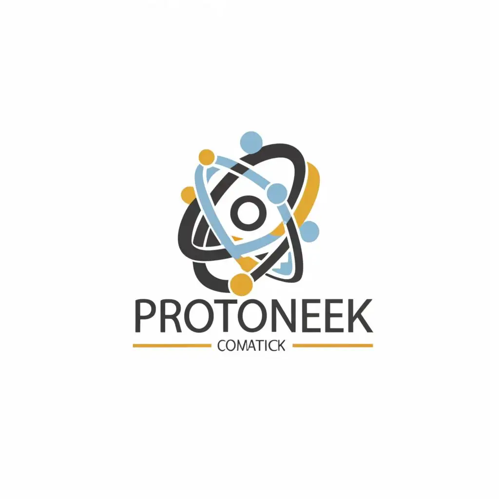 logo, proton, with the text "Protonek", typography, be used in Internet industry
