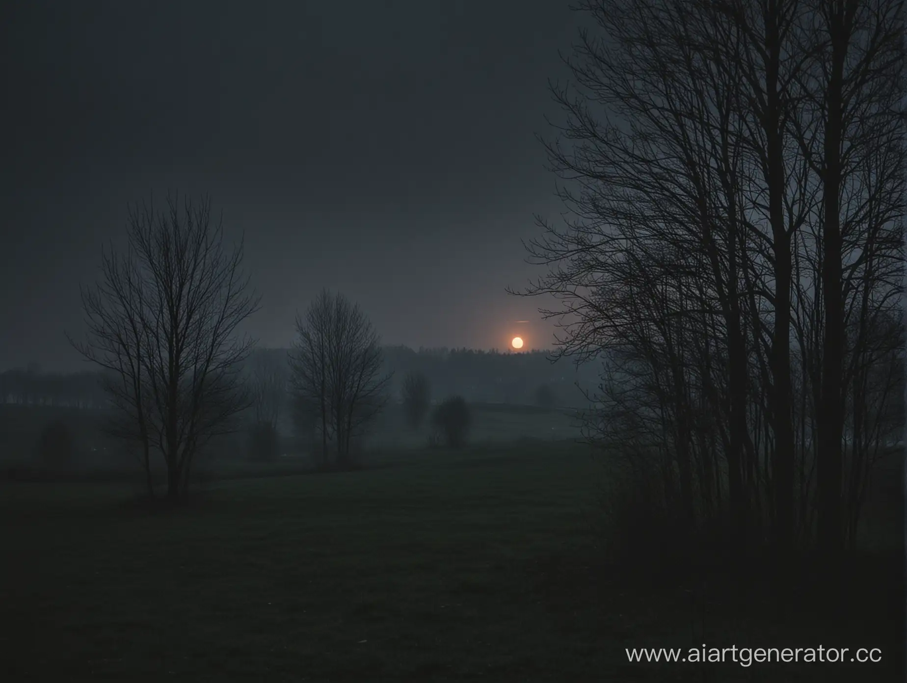 Serene-Nighttime-Landscape-Dark-Evening-Scene-with-Moonlight-Glow