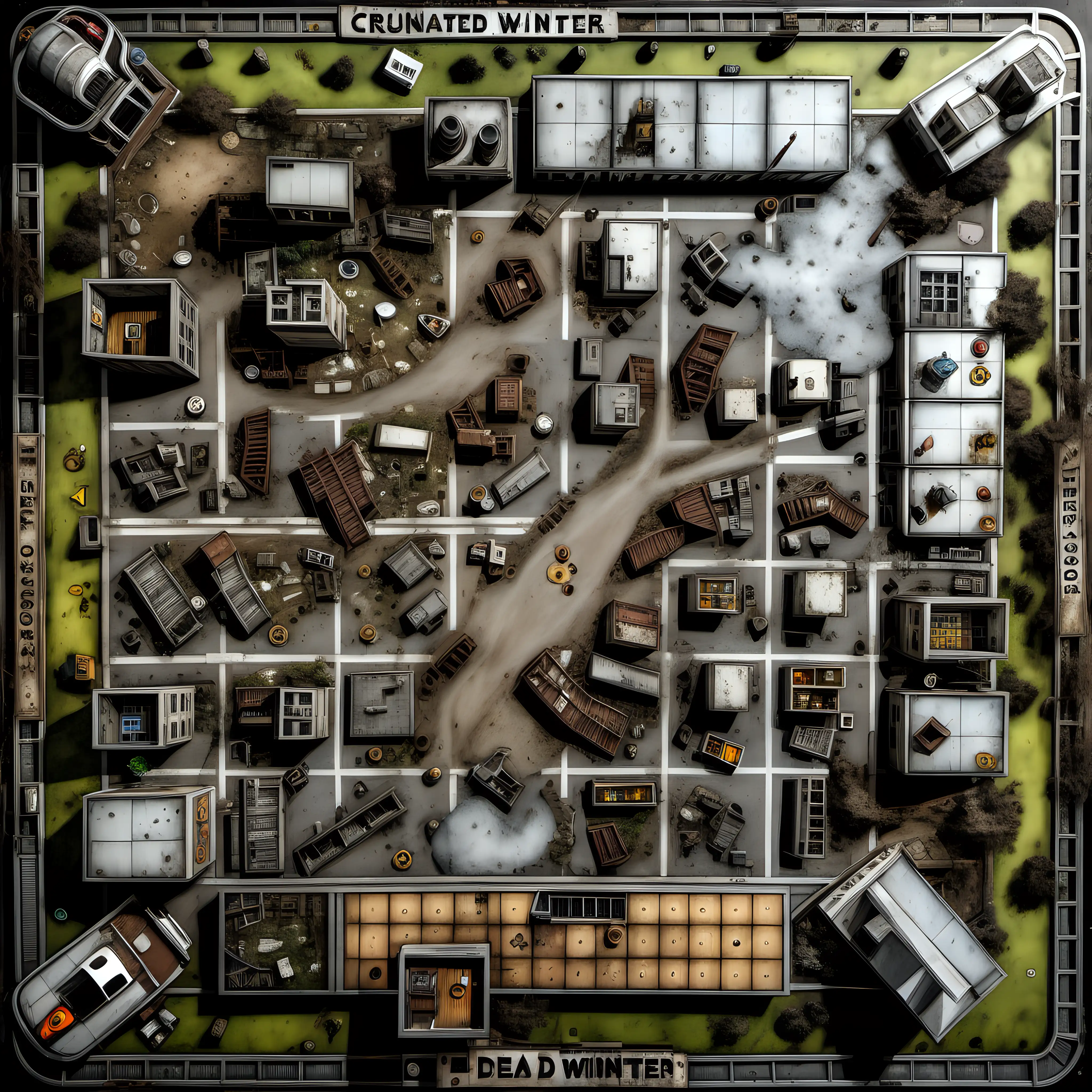 PostApocalyptic Town Board Game Desolate Urban Landscape in Dead of Winter Style