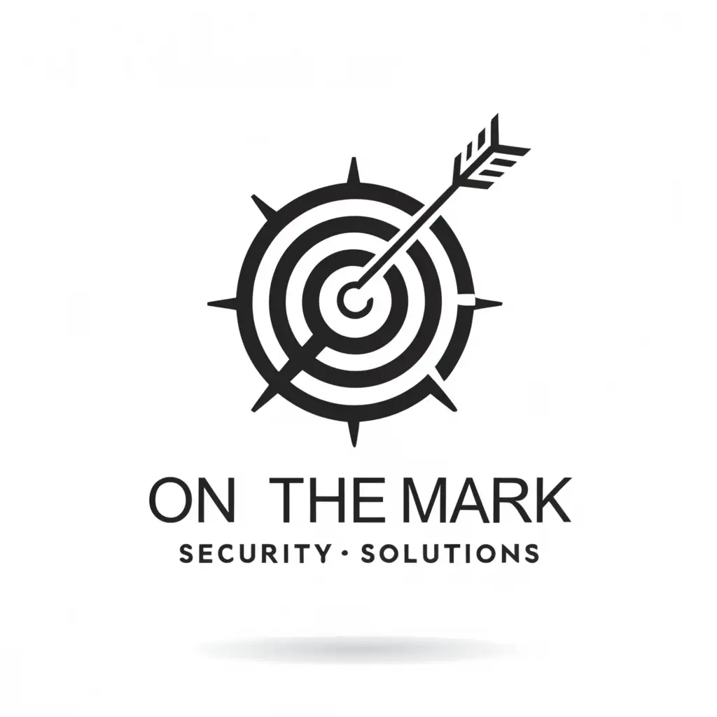 a logo design,with the text "On The Mark Security Solutions", main symbol:arrow, target, bullseye,Moderate,clear background