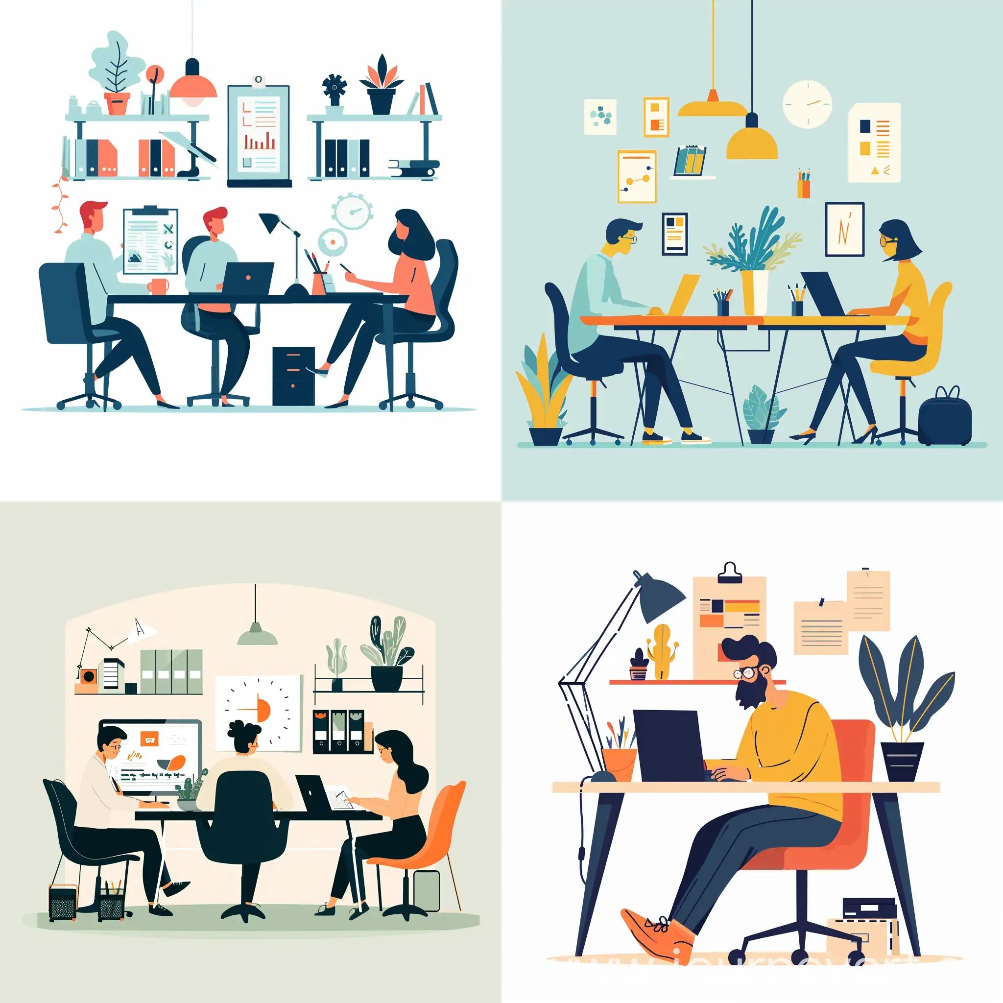 trendy flat illustration about office work