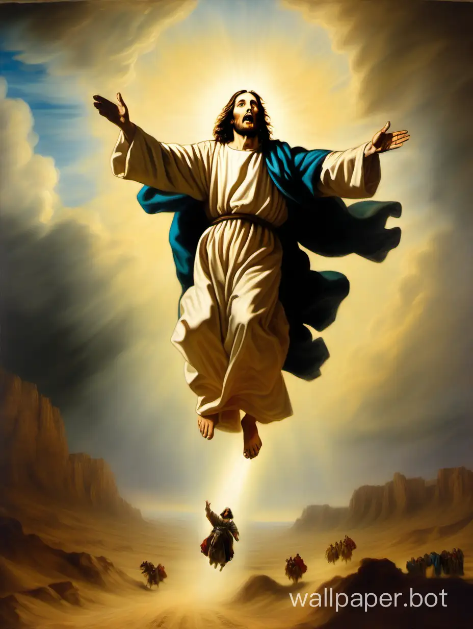 Jesus-Flying-with-Jetpack-Desert-View-Oil-Painting-in-Rembrandt-Style