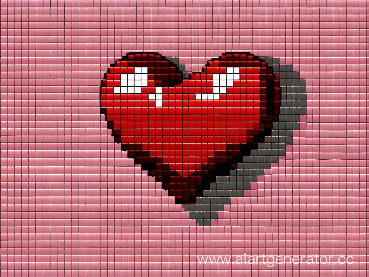 сердечко в виде валентинки без надписей в виде пиксель арта 