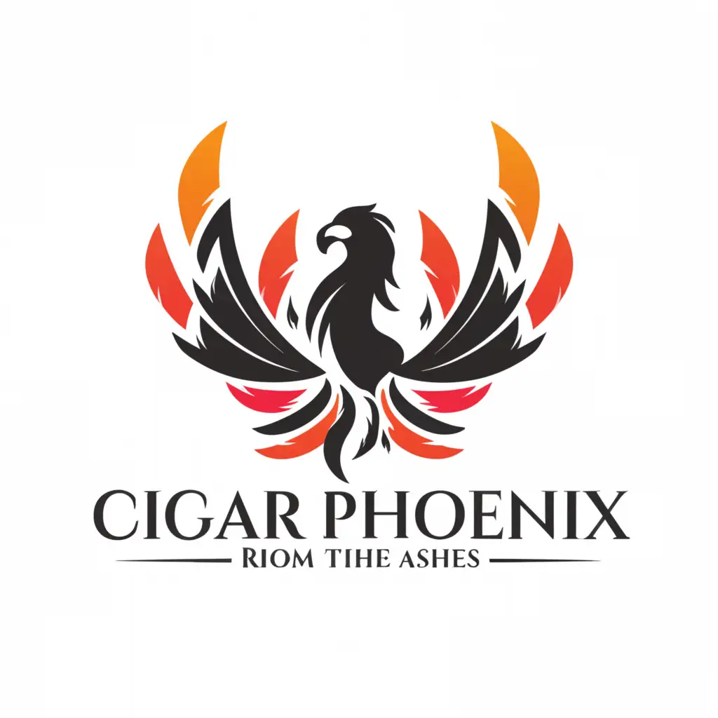 a logo design,with the text 'Cigar Phoenix', main symbol:phoenix rising from the ashes bird fire,complex,be used in Retail industry,clear background