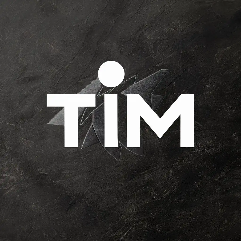 logo, like the sony logo and Travis Scott style, black and white with a symbol, with the text """"
TIm
"""", typography, be used in Technology industry