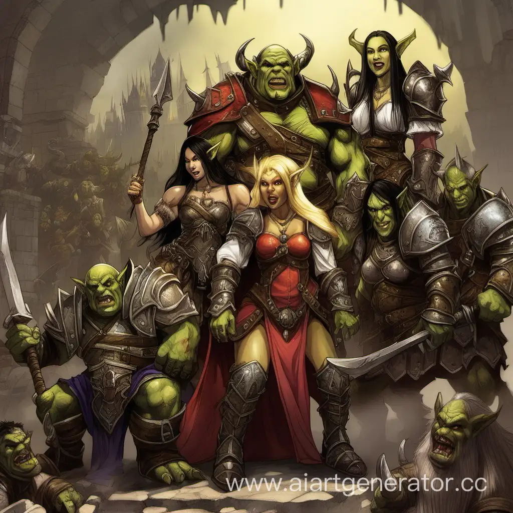 Orcs-Surrounding-Two-Princesses-in-a-Fantasy-Battle
