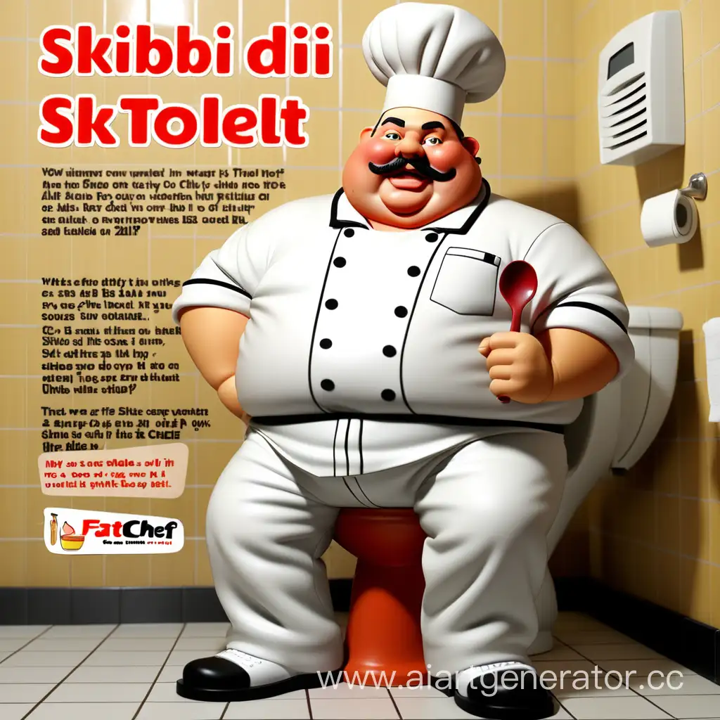 Cheerful-Fat-Chef-Creating-Skibidi-Toilet-Flyer-in-English