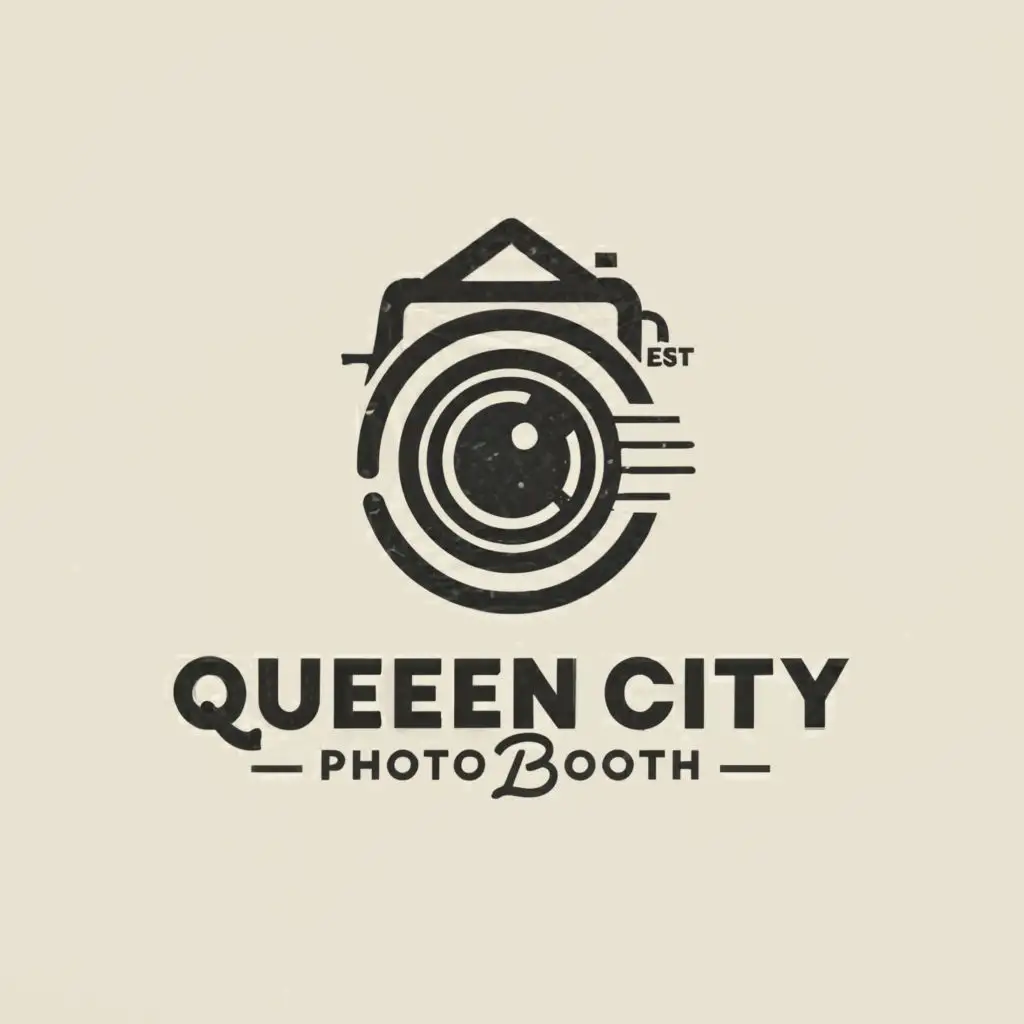 a logo design,with the text "Queen City Photo Booth", main symbol:Camera, be used in Events industry