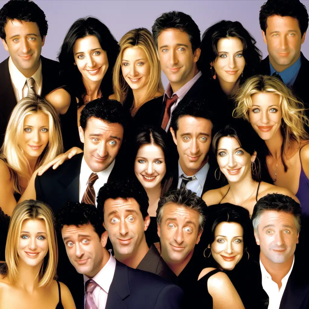 The cast of friends but all their faces look like cats