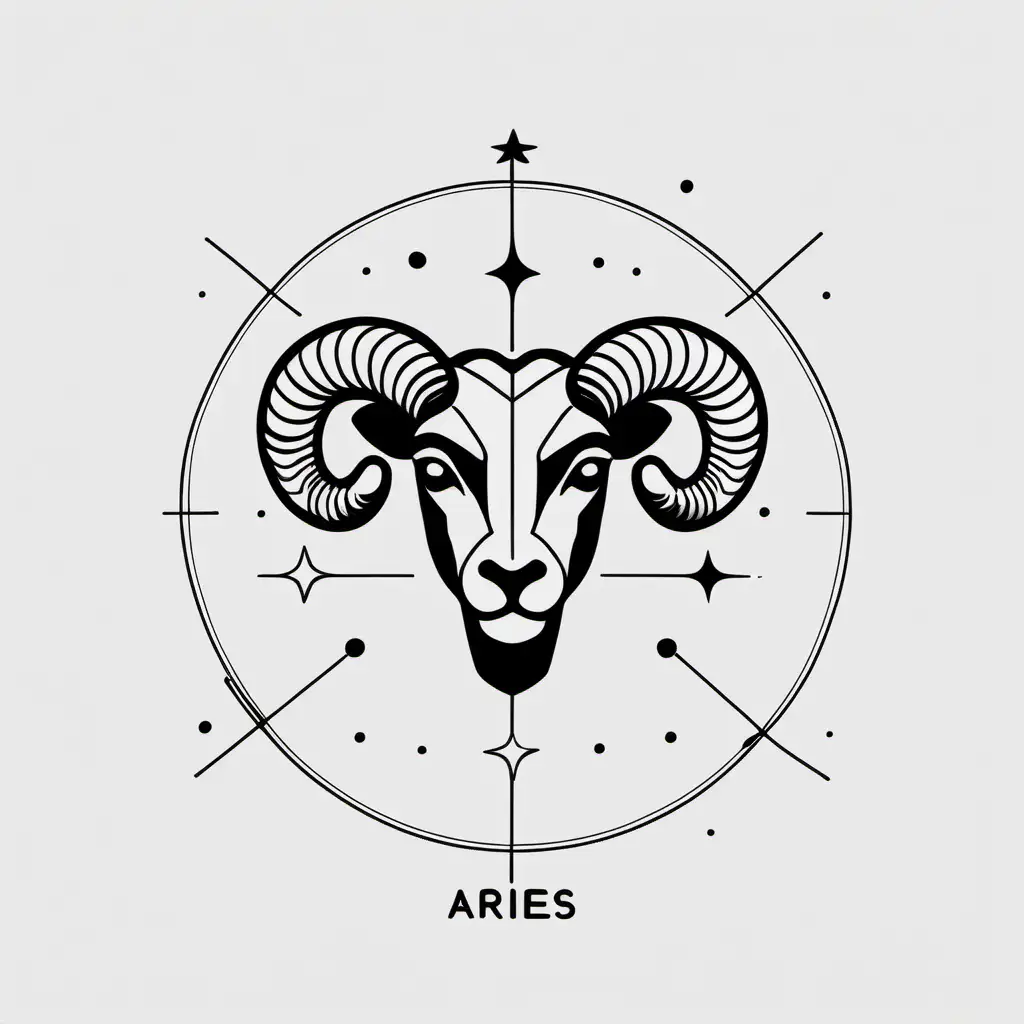 Minimalistic Aries Zodiac Constellation in Black and White
