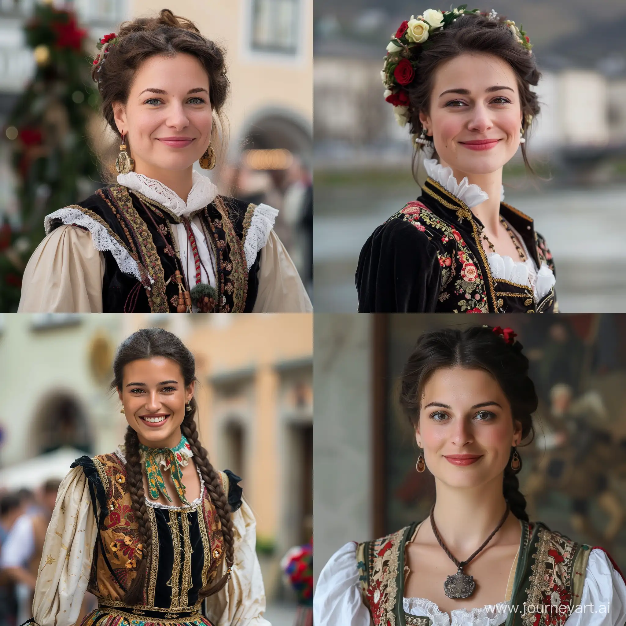 realiaric brunete woman wearing tradional costume in Salzburg