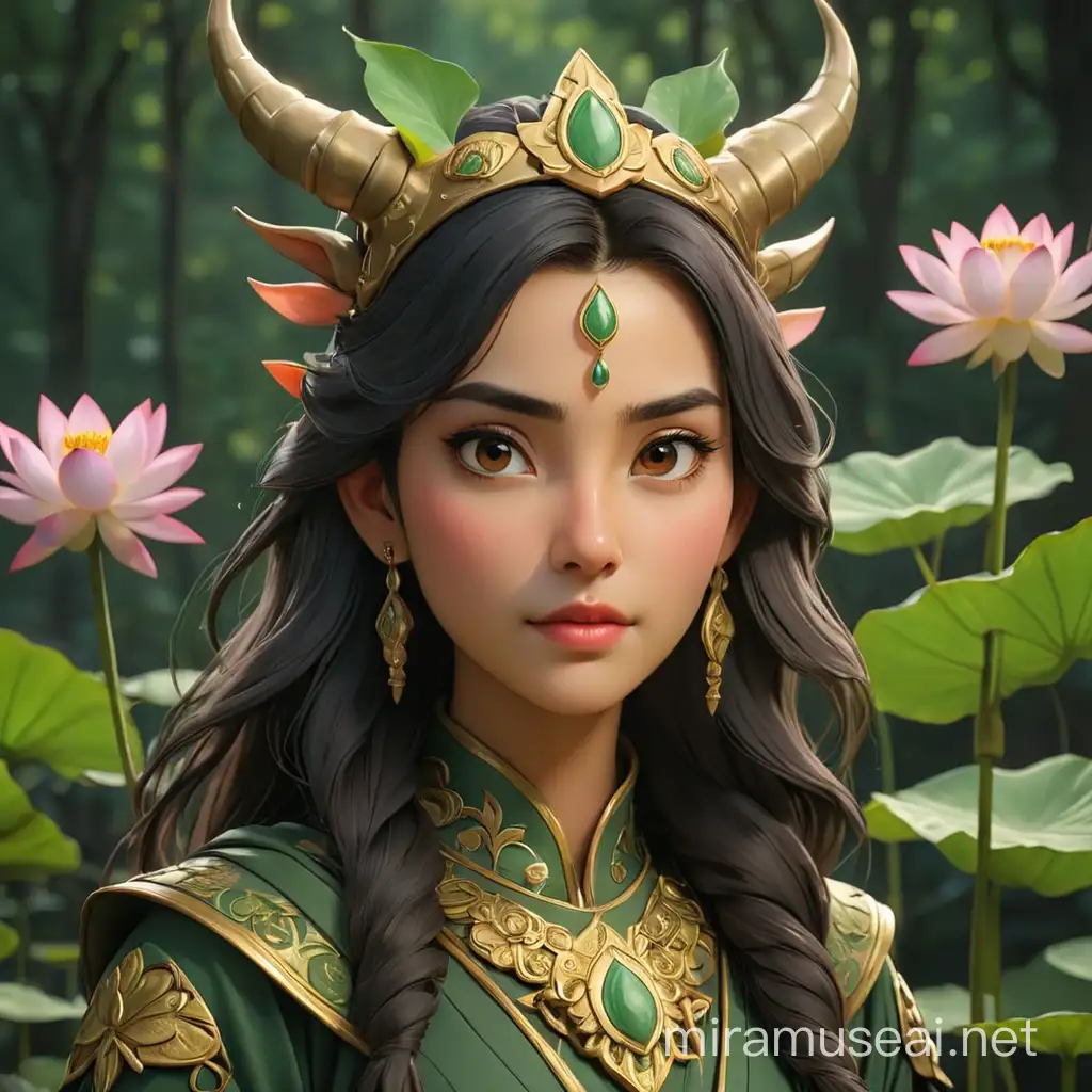 Majestic Eastern Wild LotusHorned Heroine in Serene Beauty