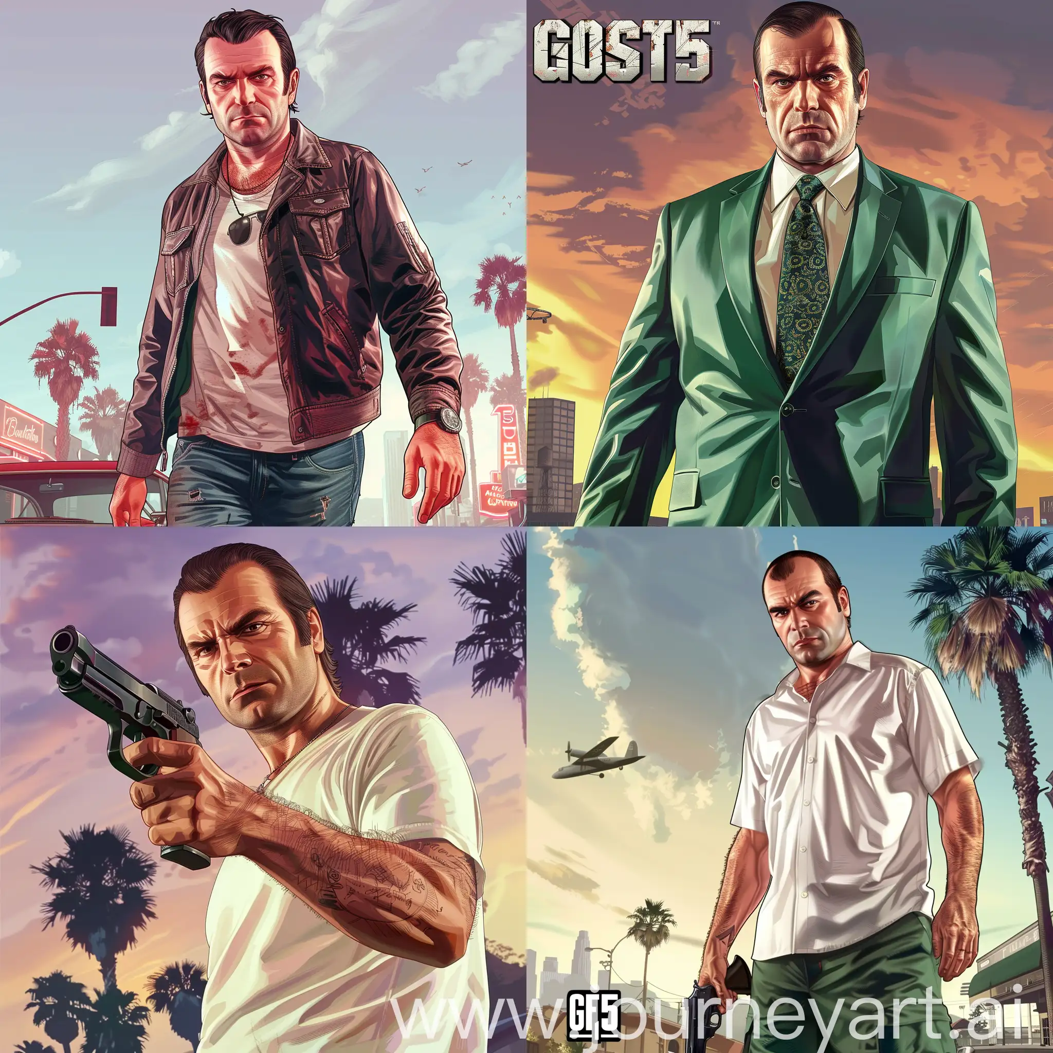 gta 5 character male on the cover --v 6 --ar 1:1 --no 40652