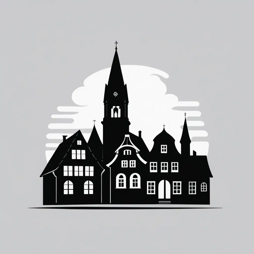 German Town Symbol Logo Simplistic Silhouette Design