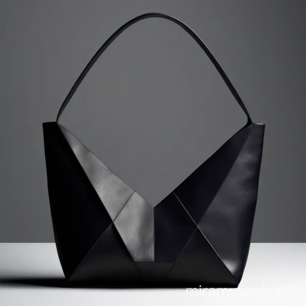 Modern Black Leather Geometric Flap Bag for Stylish Milanese Women